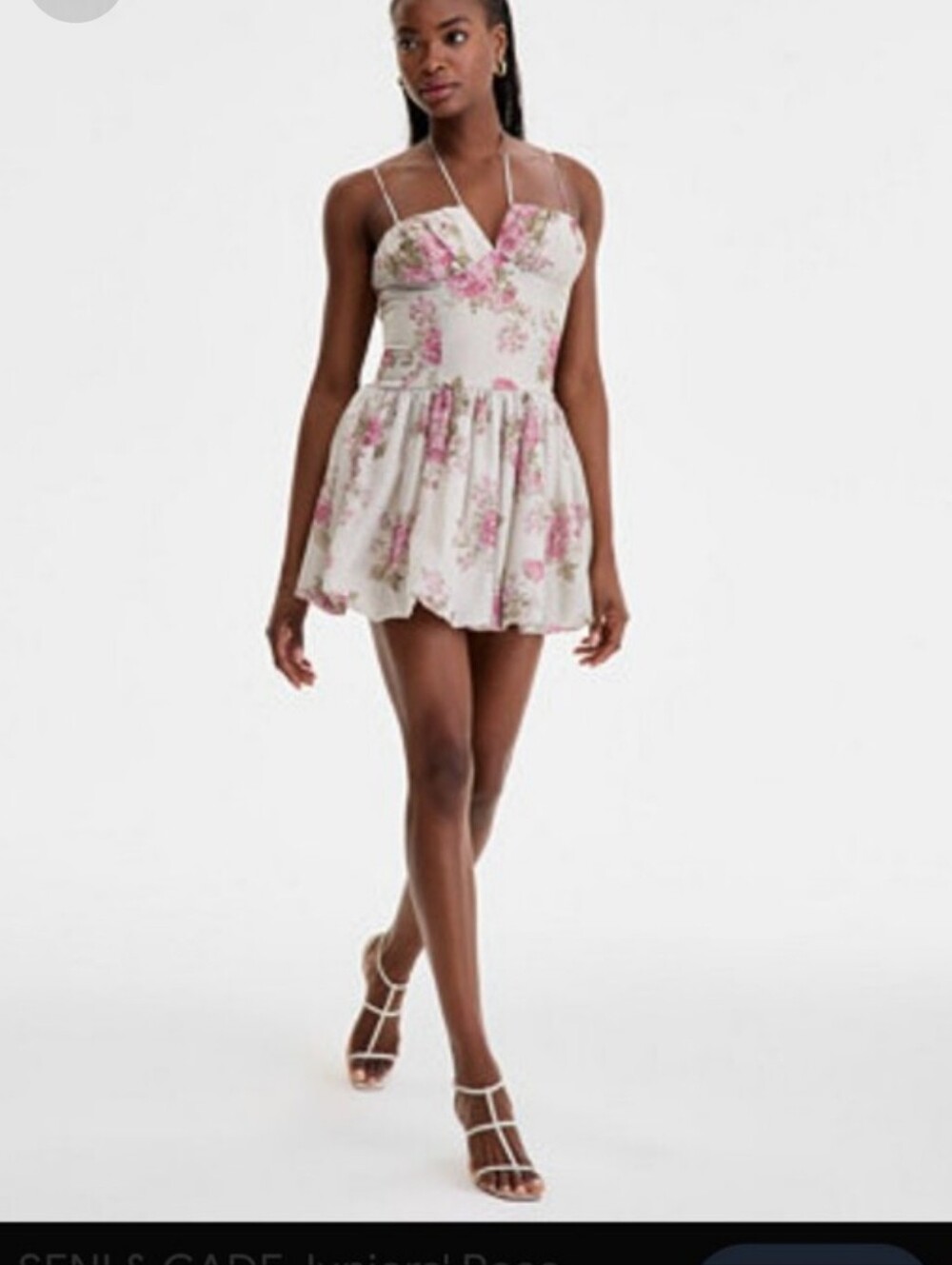 Seni & Cade NWT Size S Pink Floral Corset Bubble Mini Dress Party Pink